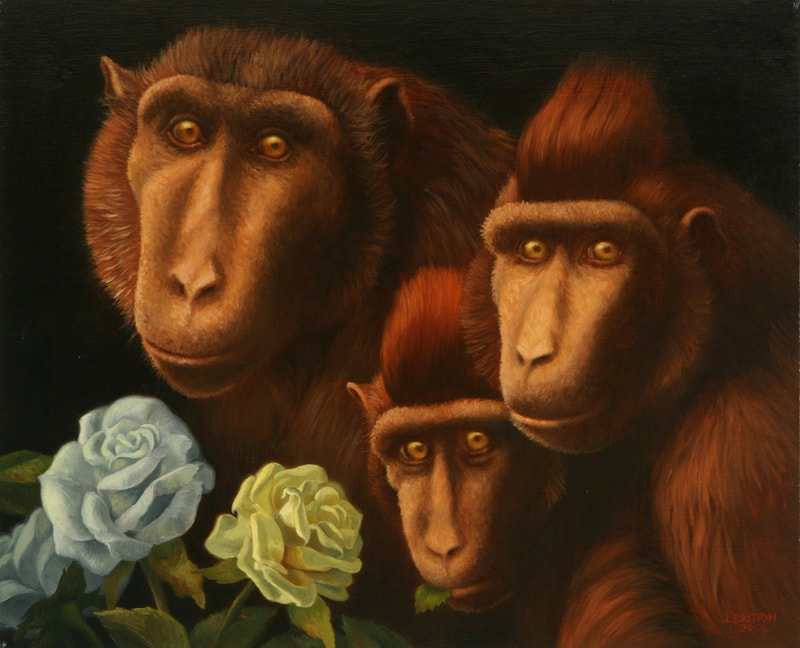 rhesus monkeys, family, roses